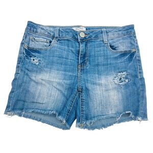Mudd Girls Denim Blue Jean Shorts Distressed Raw Hem Medium Wash Casual Girls 16
